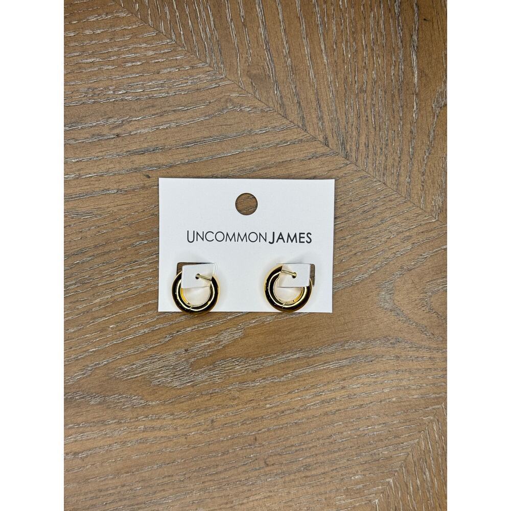 Uncommon James Gold Tone Chunky Hoop Earrings Minimalist Classic - Picture 4 of 4